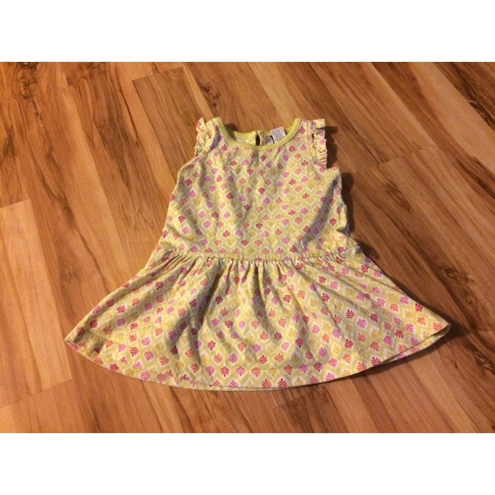 Tea Collection Light Yellow Floral Print Cotton Sun Dress 6-12 Months